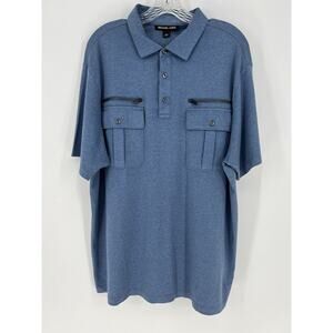 Michael Kors Men’s Blue Short Sleeve 3 Button Collared Shirt, Sz‎ 1XL